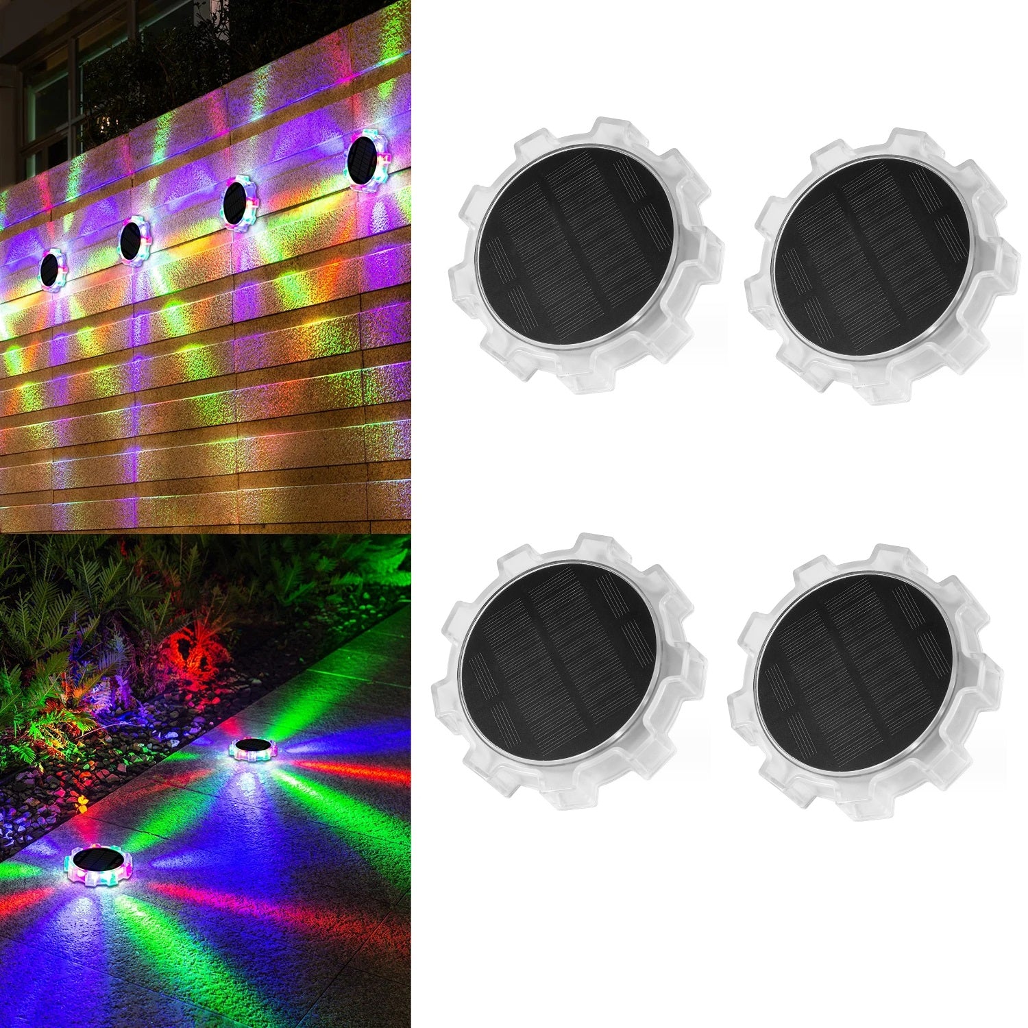 DSL188 4Pcs 4 Modes Motion Sensor Ground Light RGB Light Garden Solar Lamp