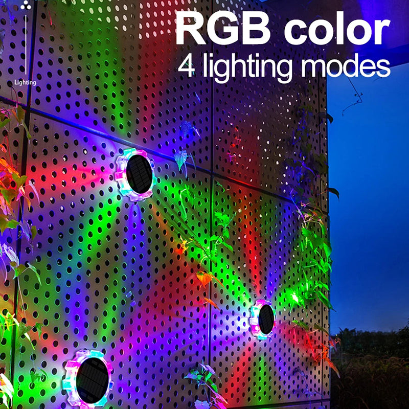 DSL188 4Pcs 4 Modes Motion Sensor Ground Light RGB Light Garden Solar Lamp