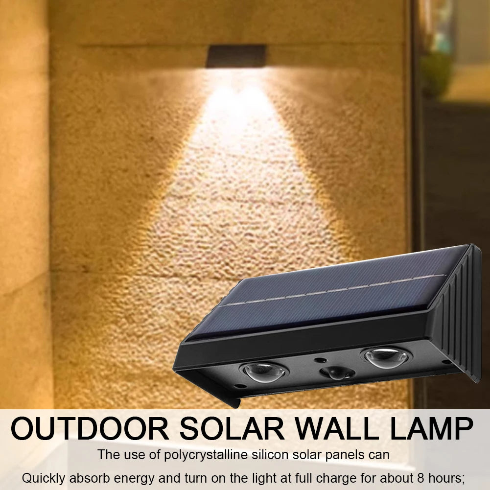 YH0615 2PCS Solar Powered Outdoor Yard Waterproof Garden Light Wall Lamp