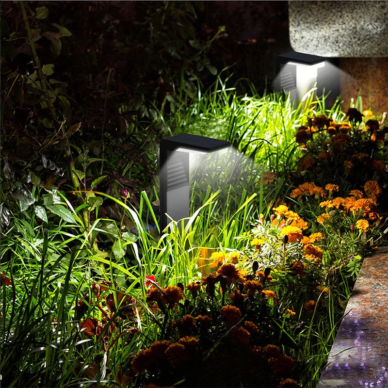 YH0801 2PCS Solar Powered Lamp Waterproof Garden Grass Lawn Light with Stake