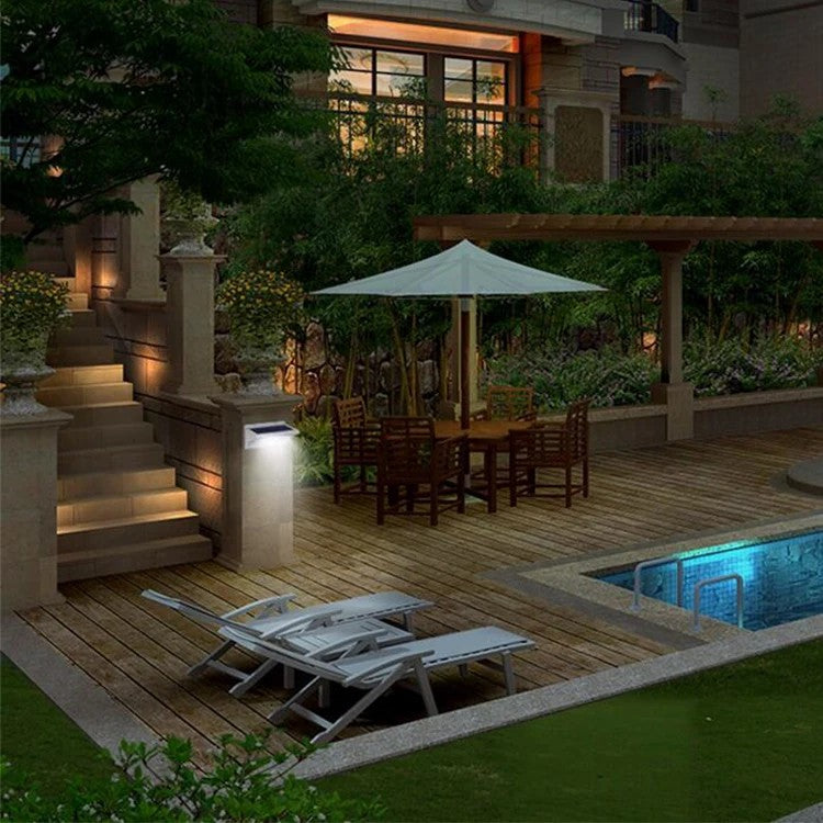 YH0609-PIR Solar-Powered Motion Sensor LED Wall Light Stainless Steel Patio Outdoor Perimeter Courtyard Lamp