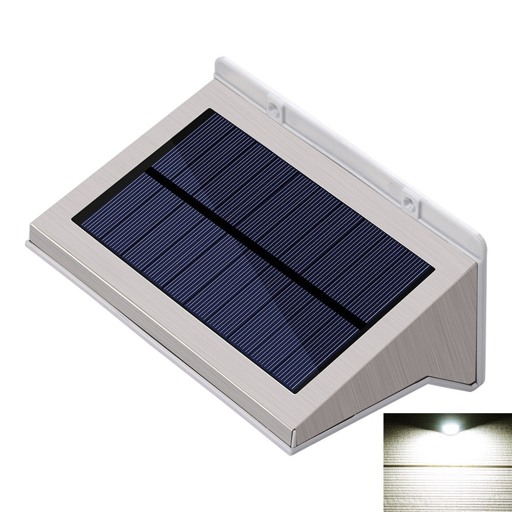 YH0609-PIR Solar-Powered Motion Sensor LED Wall Light Stainless Steel Patio Outdoor Perimeter Courtyard Lamp