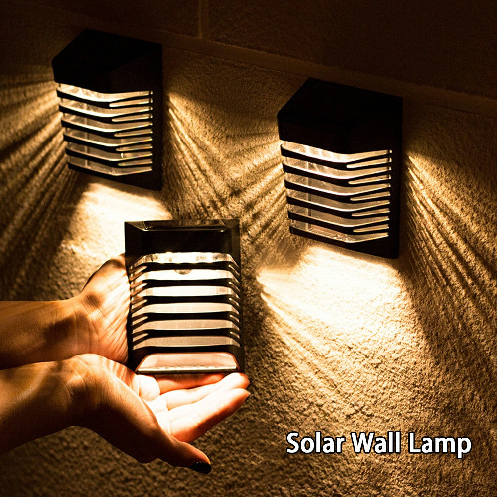 YH0614 Solar Fence Lights Wall-Mounted Square Shape Outdoor Garden Lamp