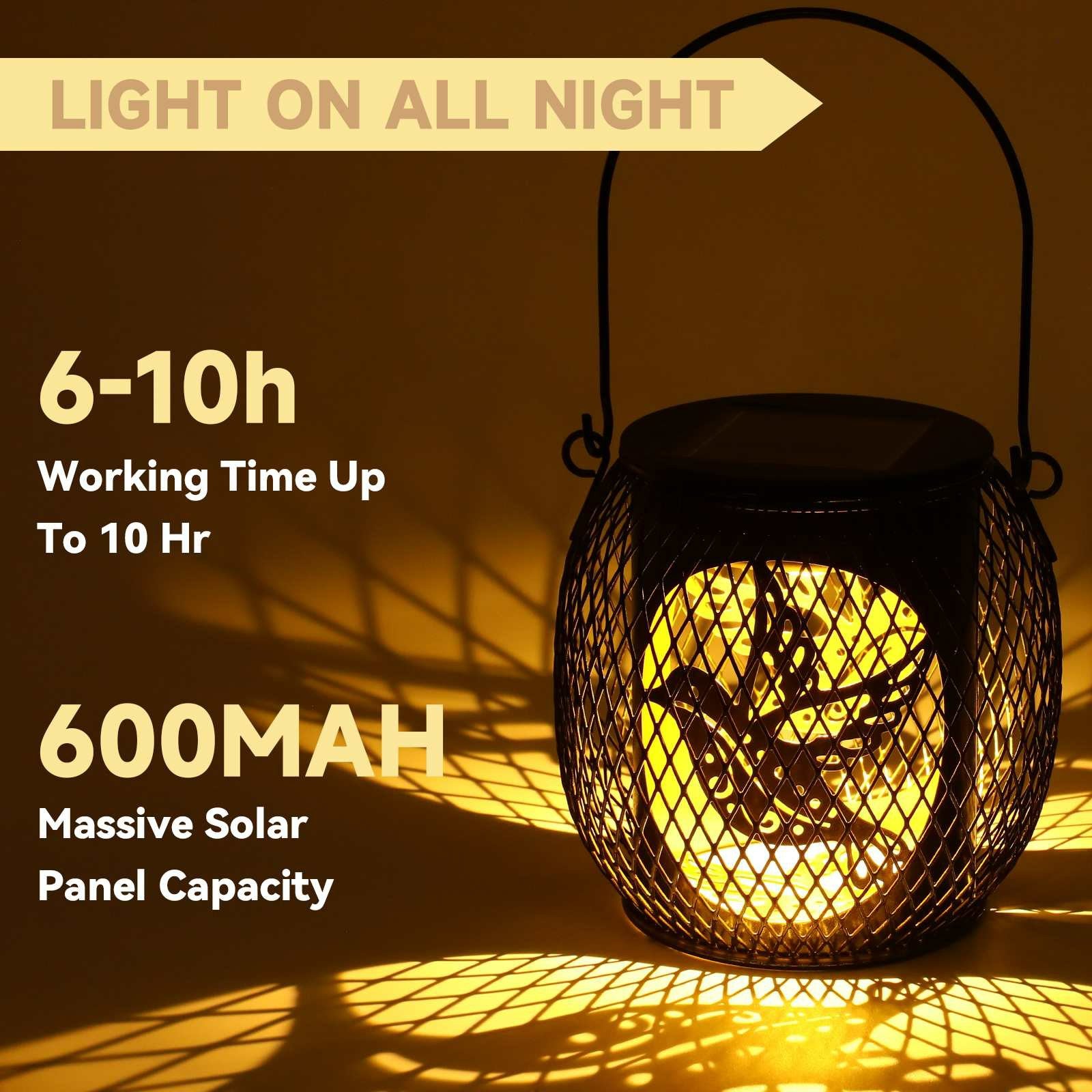 Iron Solar LED Light Hollow-Out Lamp Waterproof Garden Hanging Projection Light (CE RoHS FCC)
