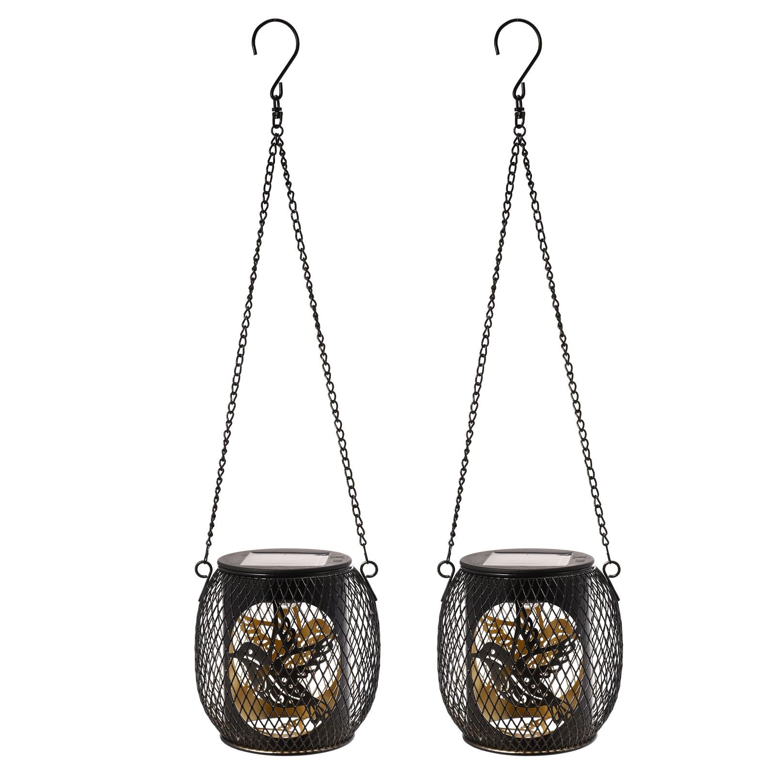 2PCS Waterproof Garden Iron Solar LED Lights Hollow-Out Lamps Hanging Projection Lights (CE RoHS FCC)