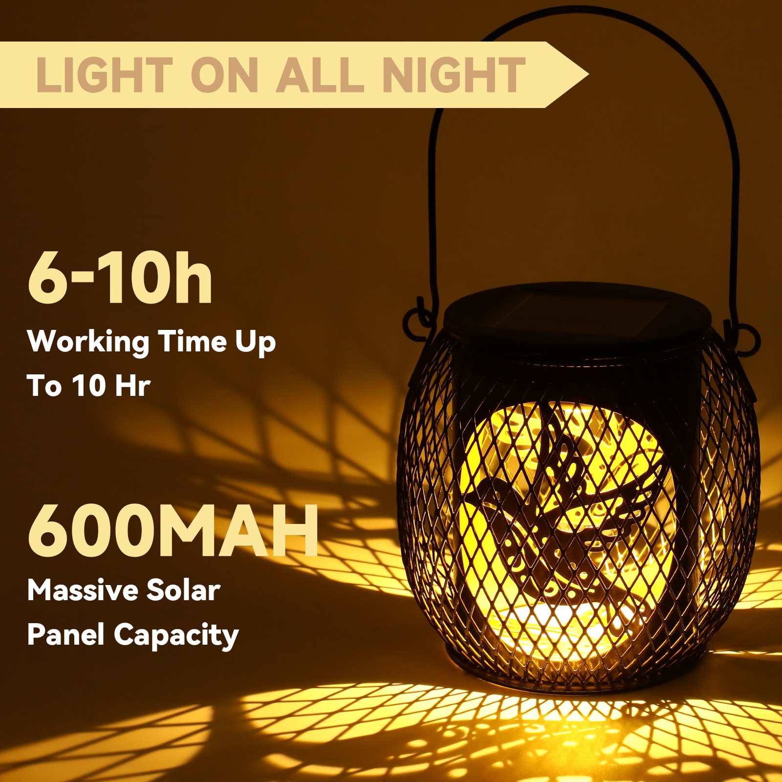 2PCS Waterproof Garden Iron Solar LED Lights Hollow-Out Lamps Hanging Projection Lights (CE RoHS FCC)