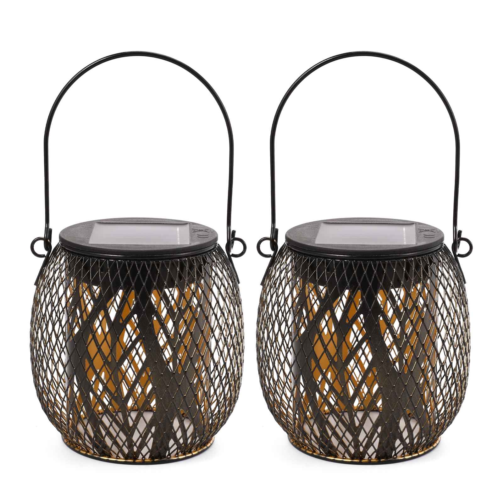 2PCS Waterproof Garden Iron Solar LED Lights Hollow-Out Lamps Hanging Projection Lights (CE RoHS FCC)