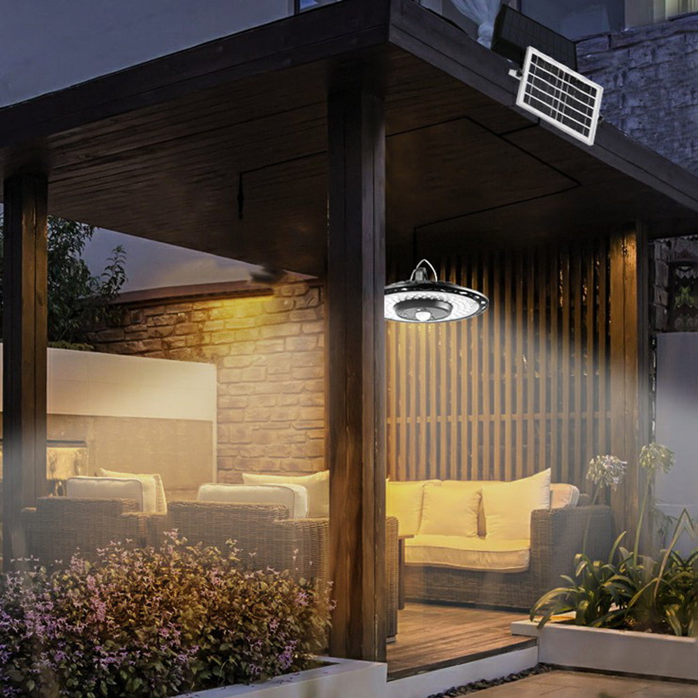 Solar Pendant Light with Remote Control 1200LM 180LED Wall Light for Balcony Garage Garden White Light+Warm Light