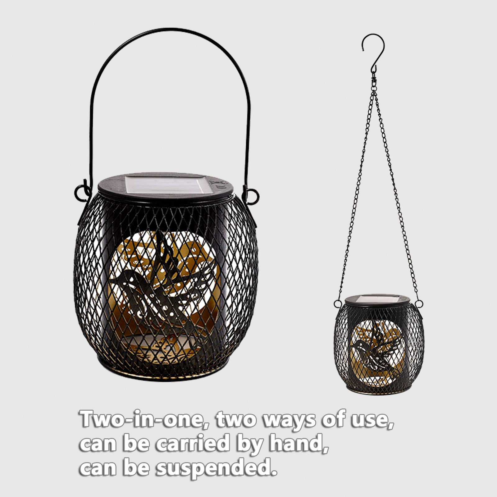 TY-HD01 Iron Projection Light Patio Solar Light Hollow-Out Hanging Lamp