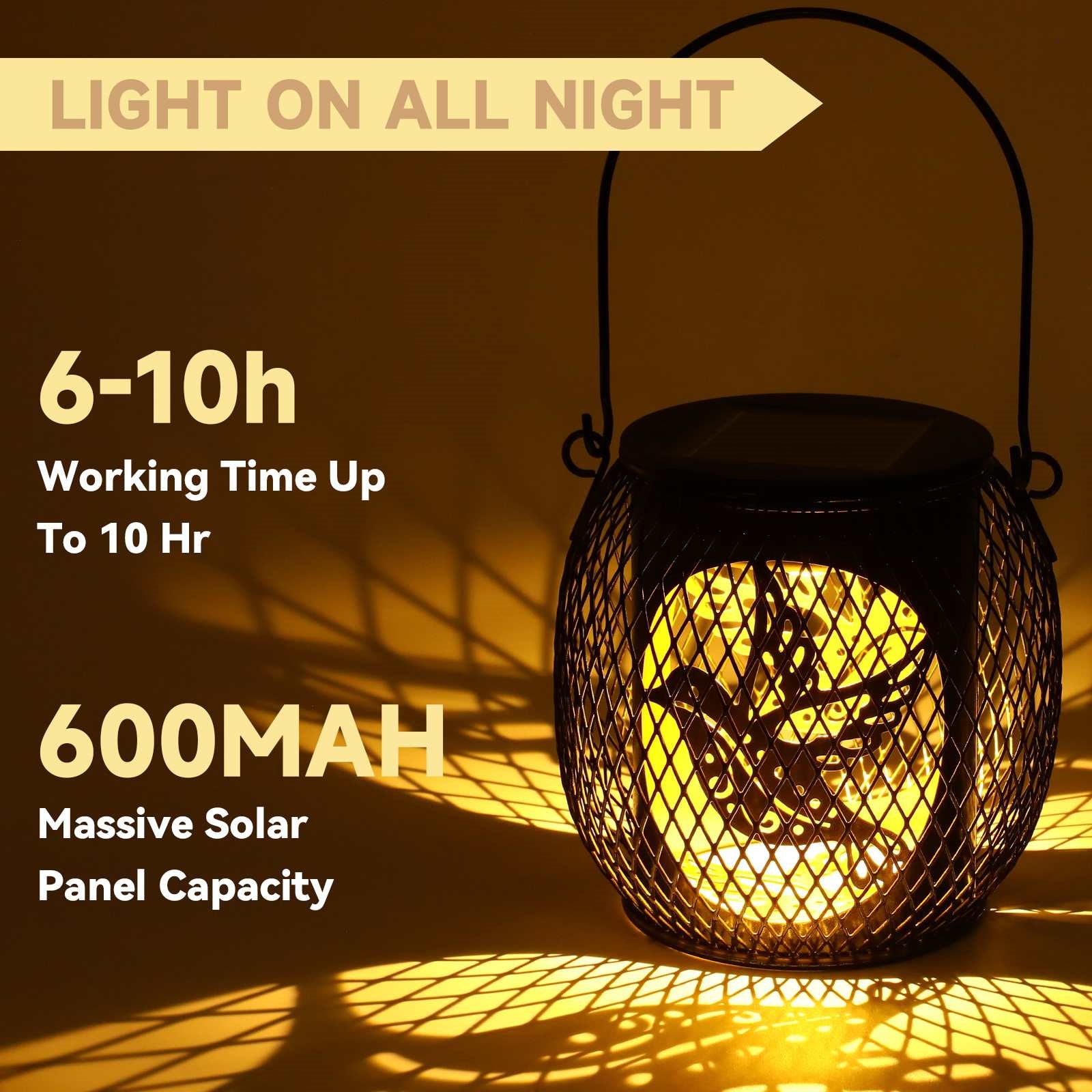 TY-HD01 Iron Projection Light Patio Solar Light Hollow-Out Hanging Lamp