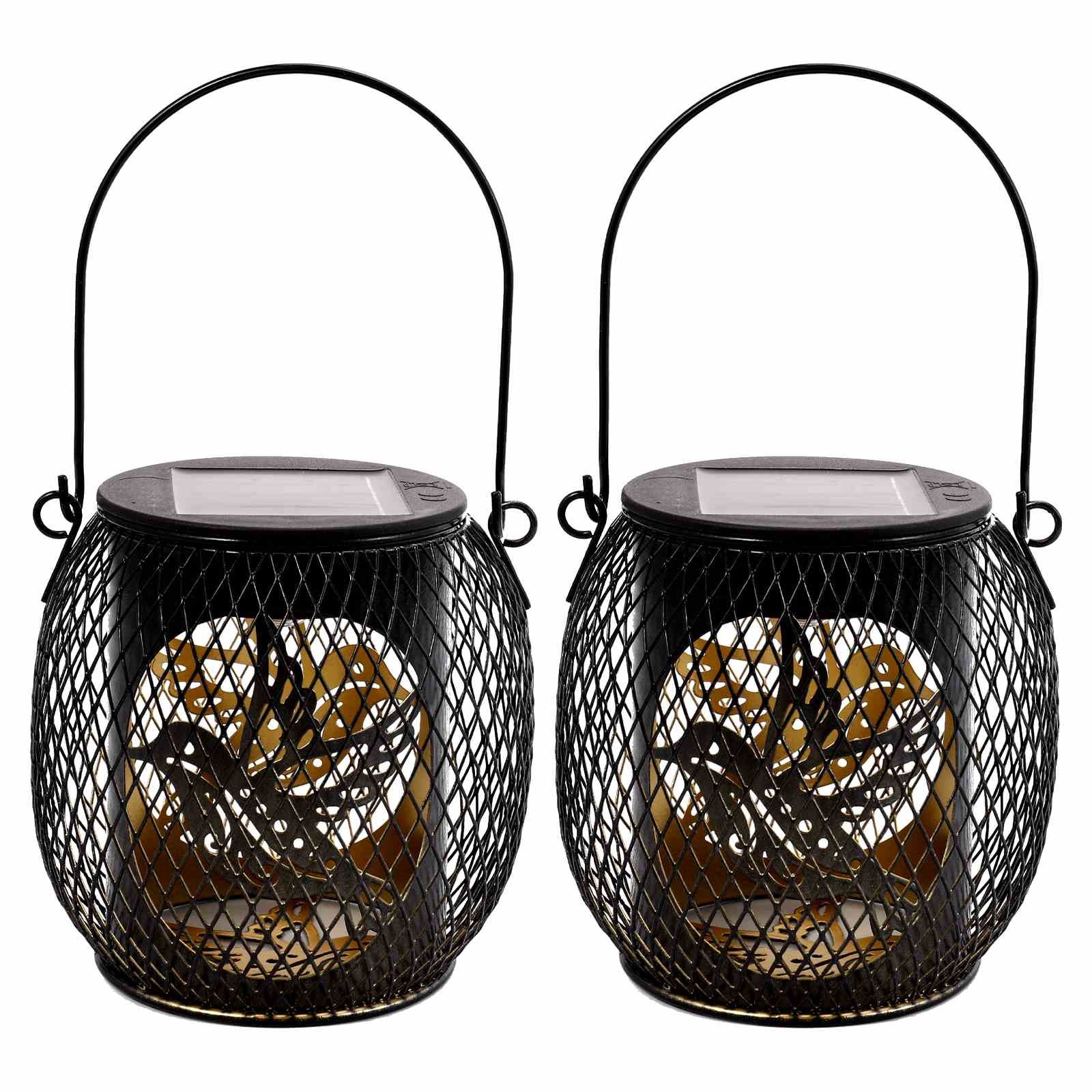 TY-HD01 2PCS Garden Solar LED Lights Hollow-Out Lamps Hanging Projection Iron Lights