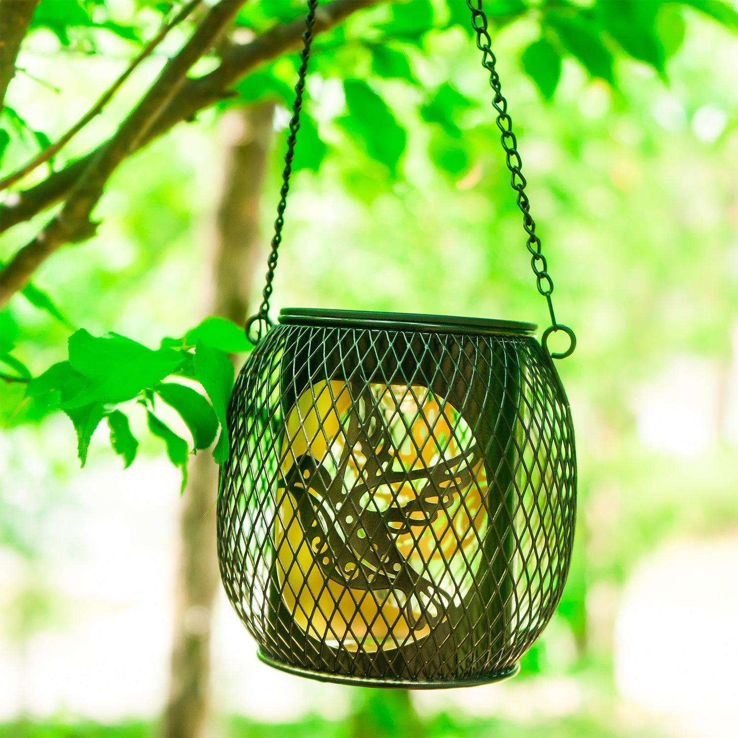 TY-HD01 2PCS Garden Solar LED Lights Hollow-Out Lamps Hanging Projection Iron Lights