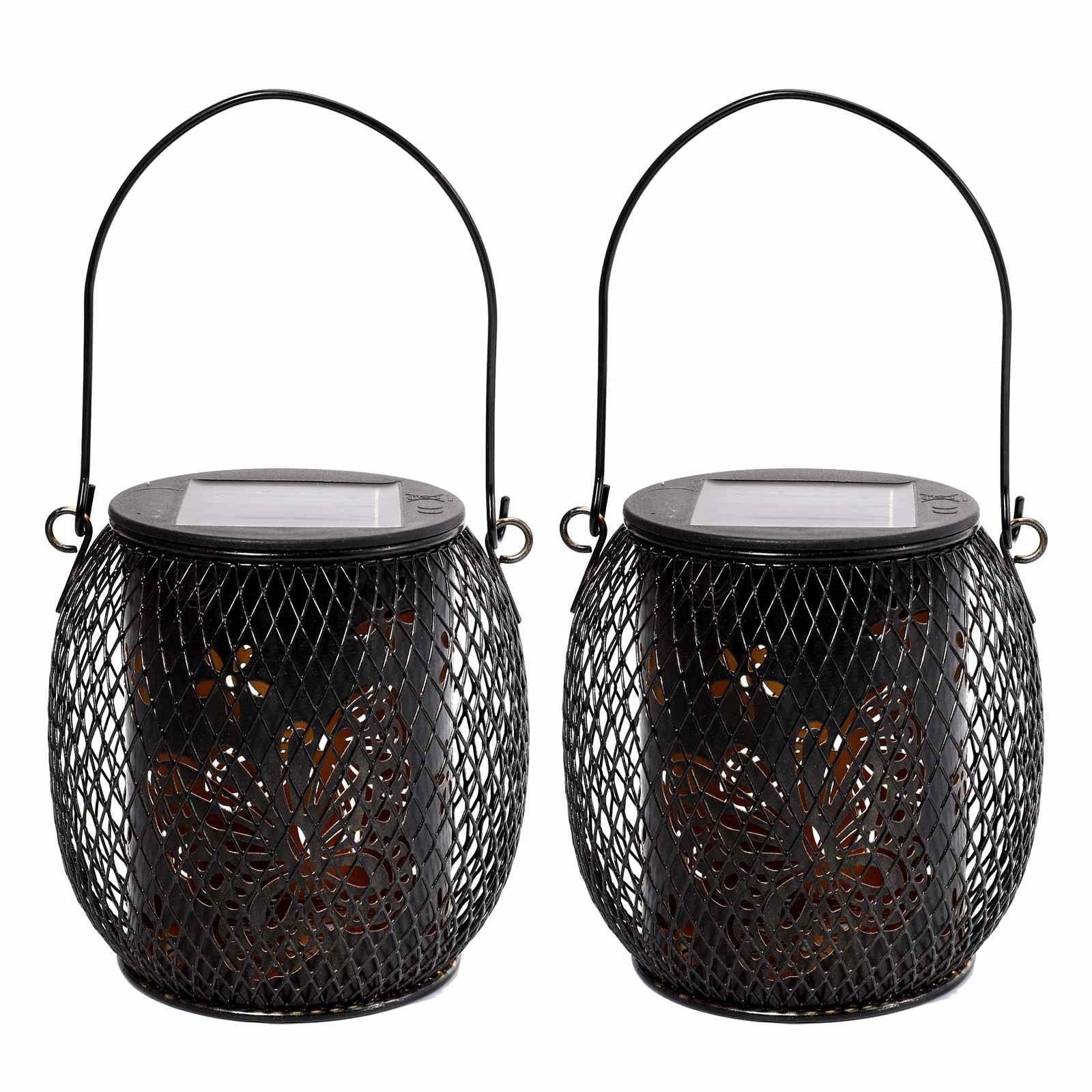 TY-HD01 2PCS Garden Solar LED Lights Hollow-Out Lamps Hanging Projection Iron Lights