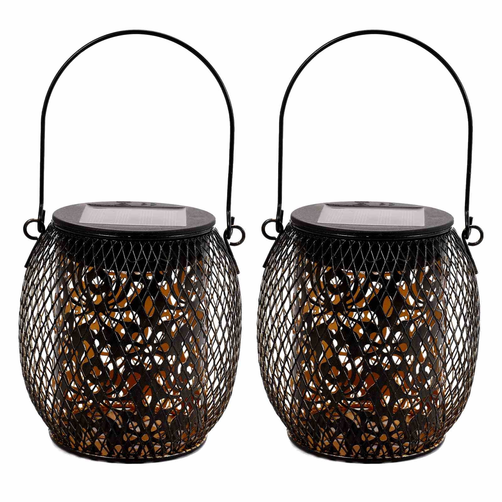 TY-HD01 2PCS Garden Solar LED Lights Hollow-Out Lamps Hanging Projection Iron Lights