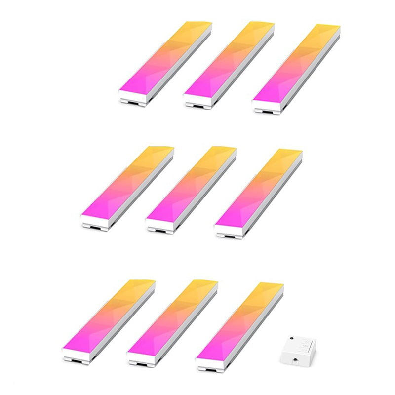 FWWSA8-23-9 9PCS WiFi Smart LED Wall Light Bar DIY RGBIC Color Changing Lamp Decor - EU Plug