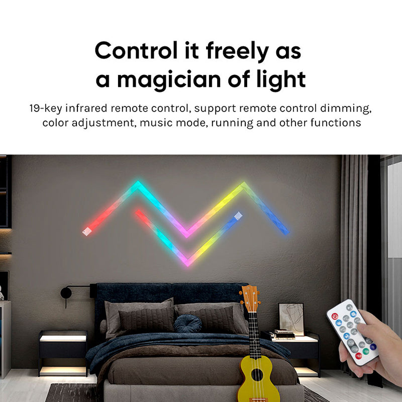FWWSA8-23-9 9PCS WiFi Smart LED Wall Light Bar DIY RGBIC Color Changing Lamp Decor - EU Plug