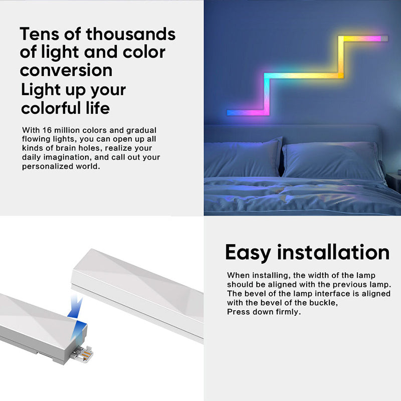 FWWSA8-23-9 9PCS WiFi Smart LED Wall Light Bar DIY RGBIC Color Changing Lamp Decor - EU Plug
