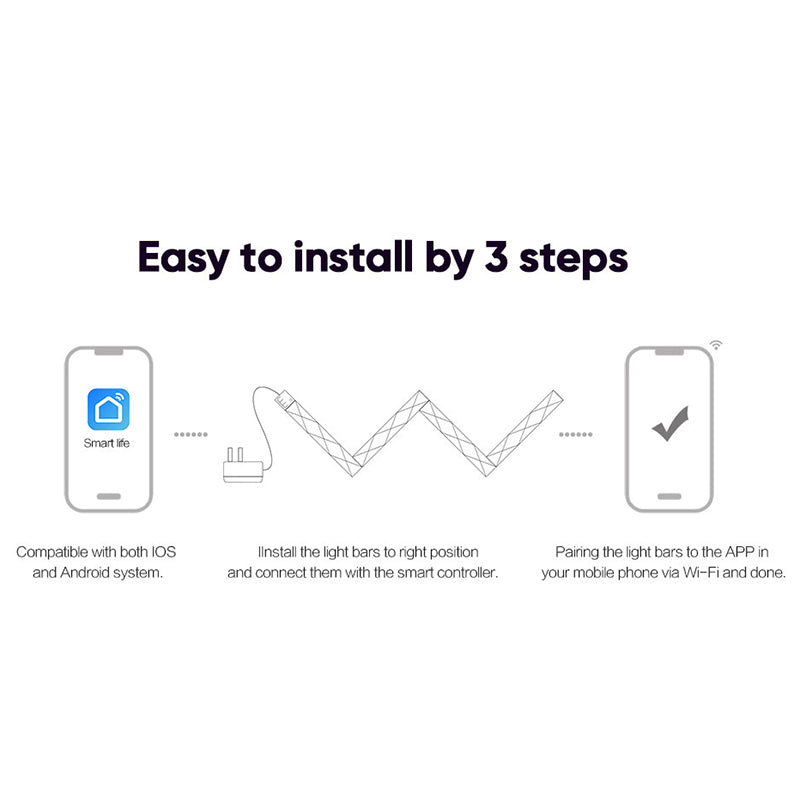 FWWSA8-23-9 9PCS WiFi Smart LED Wall Light Bar DIY RGBIC Color Changing Lamp Decor - EU Plug
