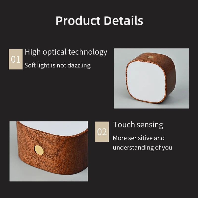 0604 Smart Mini Radar Sensor Bedside Night Light Portable Magnetic Square Desktop Table Lamp