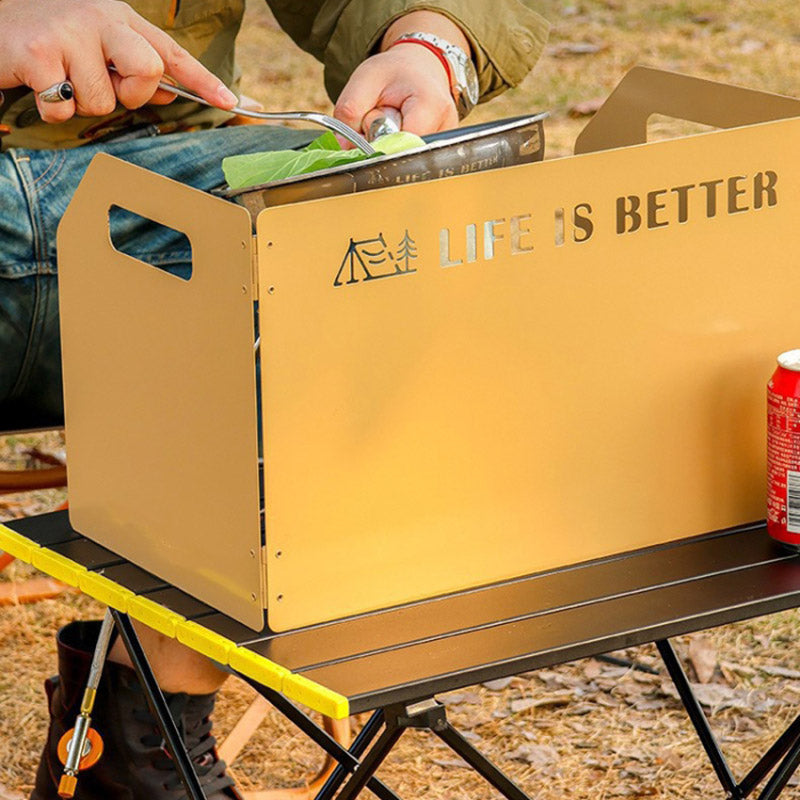 Camping Stove Foldable Windshield Tri-fold Plate Burner Wind Screen for Hiking
