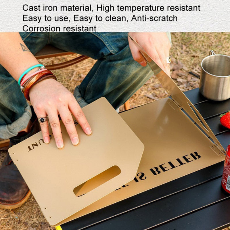 Camping Stove Foldable Windshield Tri-fold Plate Burner Wind Screen for Hiking