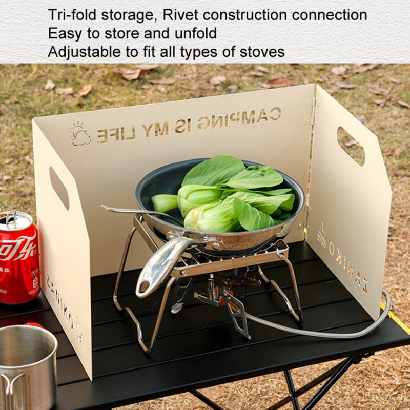 Camping Stove Foldable Windshield Tri-fold Plate Burner Wind Screen for Hiking