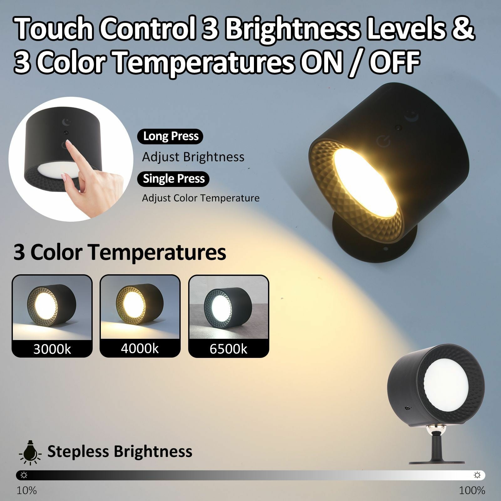 BD01 Multifunctional Dimmable Magnetic LED Wall Lamp with Remote Control