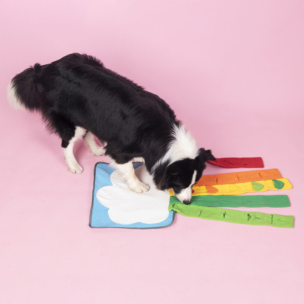 45x35cm Rainbow Shaped Interactive Puzzle Feeding Mat Snuffle Mat with 80*35cm Tails for Cats Dogs