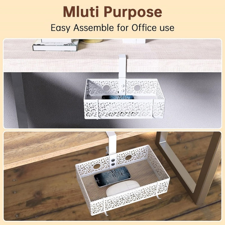 Under Desk Storage Organizer Clamp-On Metal Under Desktop Drawer Basket (Fixed Style)