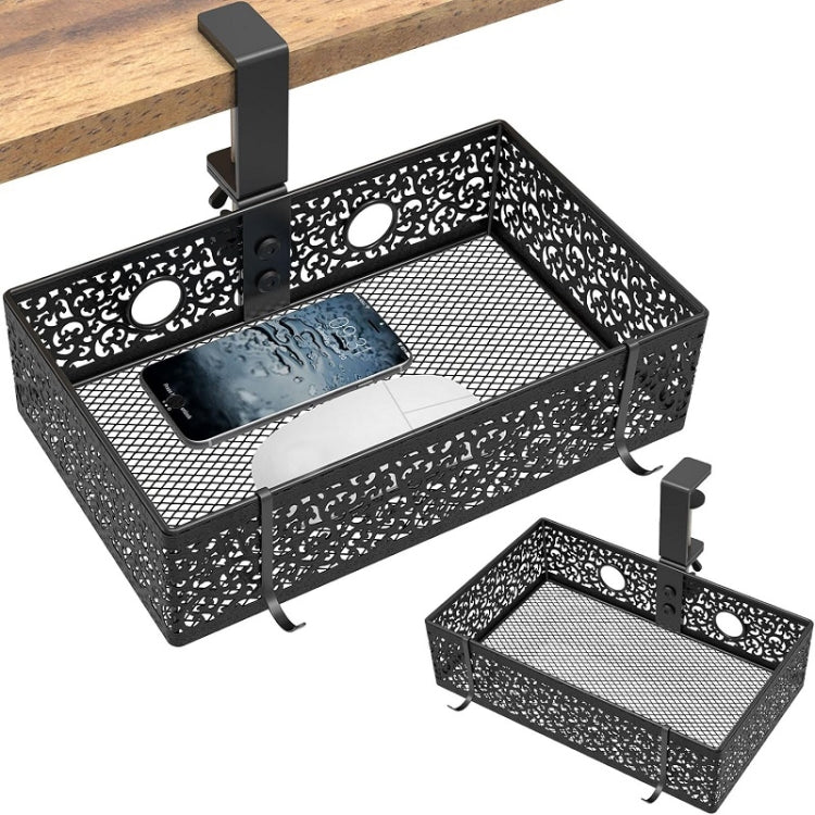 Under Desk Storage Organizer Clamp-On Metal Under Desktop Drawer Basket (Fixed Style)