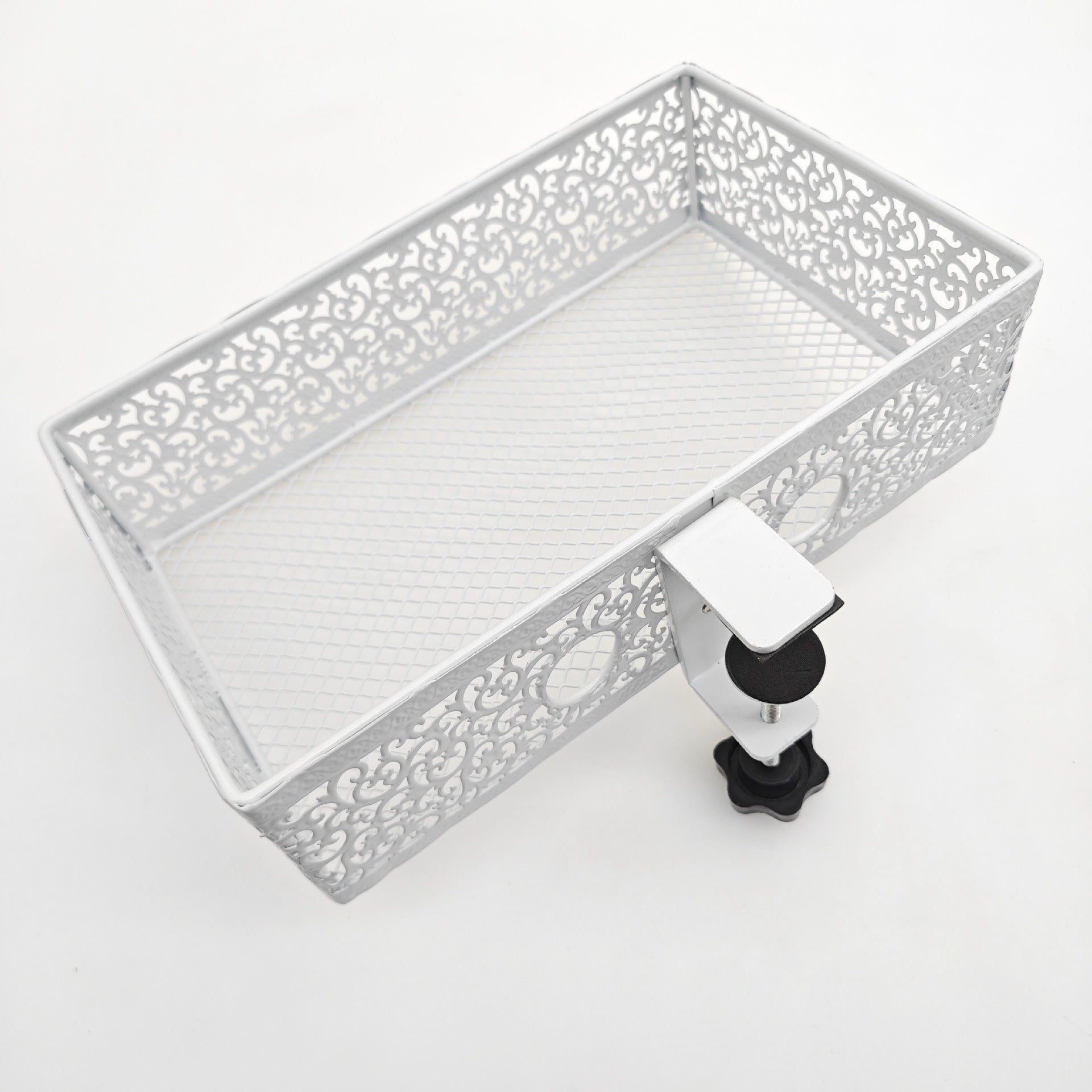 Under Desk Storage Organizer Clamp-On Metal Under Desktop Drawer Basket (Fixed Style)