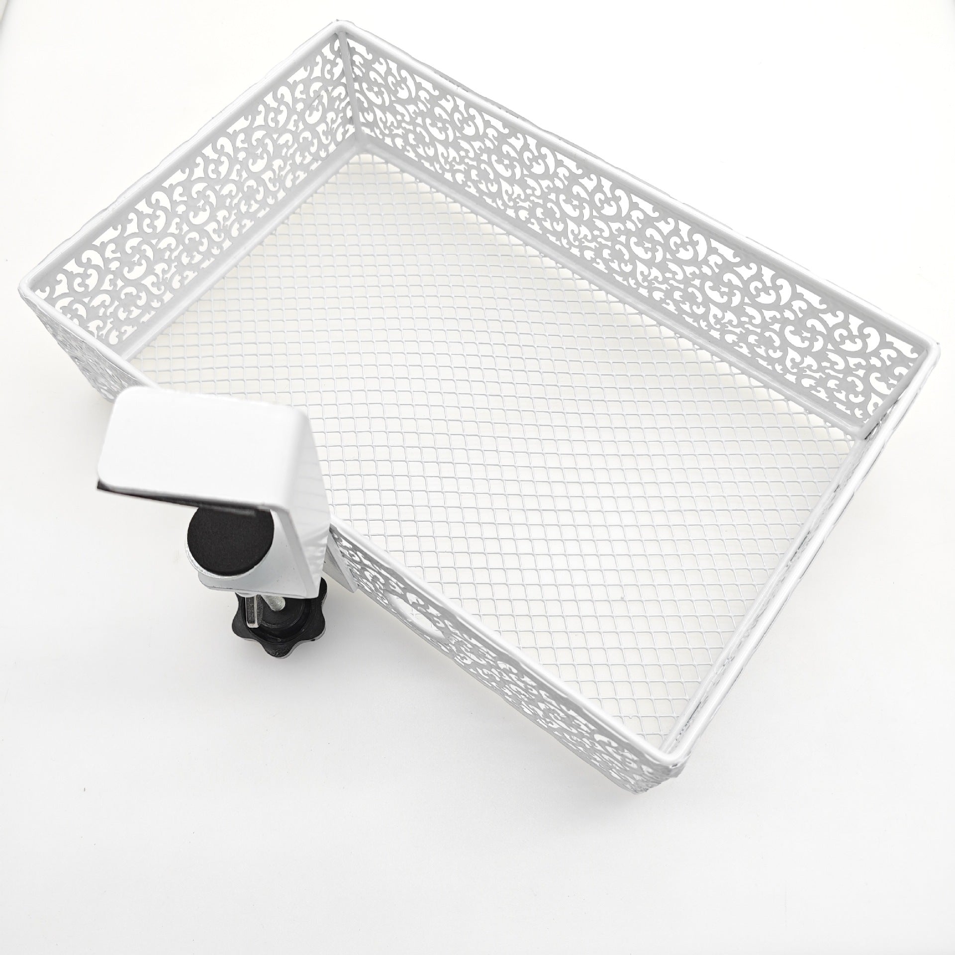 No Drill Hanging Desk Storage Organizer Hidden Under Desktop Basket (Rotation Style)