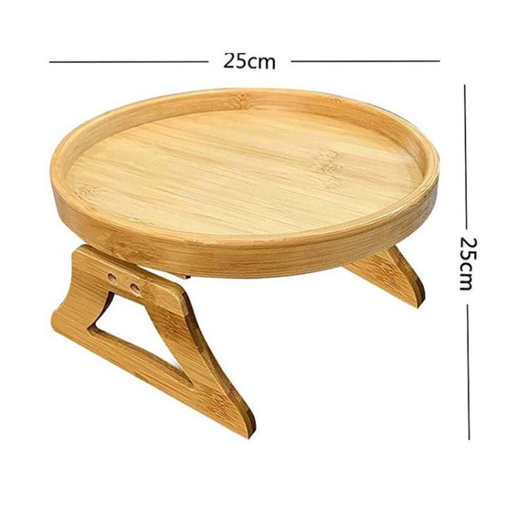 25CM Bamboo Sofa Side Arm Table Foldable Couch Armrest Tray for Drinks Snacks Remote