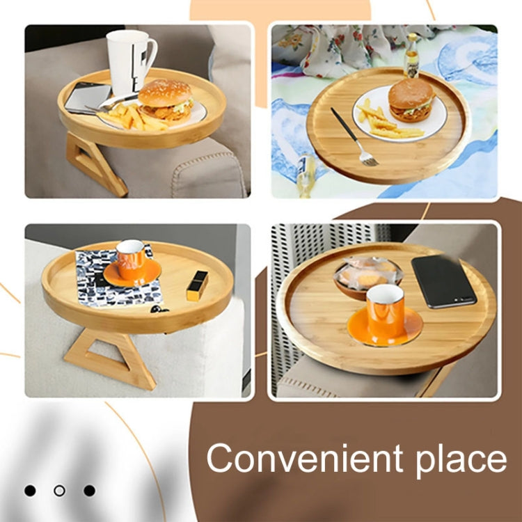 25CM Bamboo Sofa Side Arm Table Foldable Couch Armrest Tray for Drinks Snacks Remote