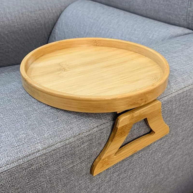 25CM Bamboo Sofa Side Arm Table Foldable Couch Armrest Tray for Drinks Snacks Remote