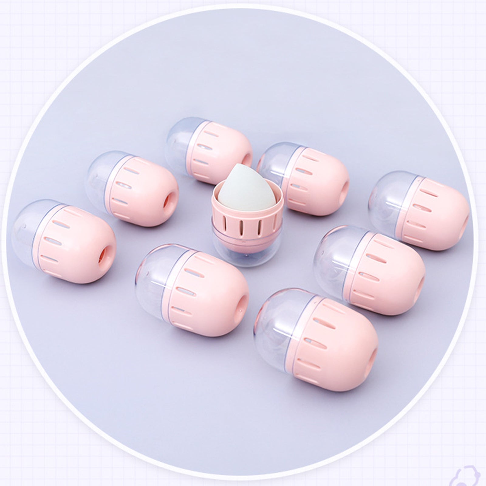 HZ007-1P Makeup Egg ABS Storage Box Portable Breathable Sponge Makeup Egg Box with Clear Lid