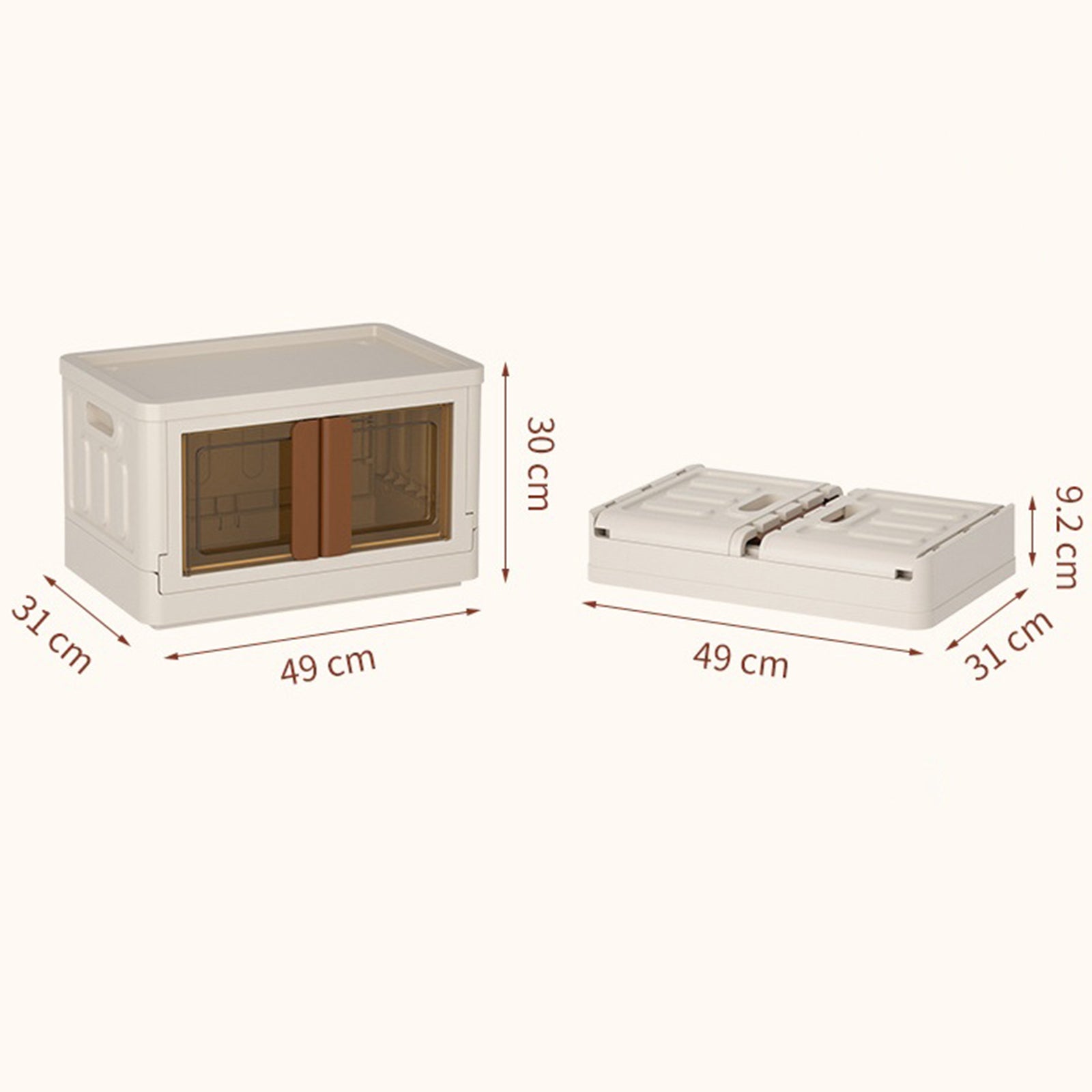 ZY-HE021 32L PP+HIPS Clear Door Folding Storage Box Home Toy Clothes Organizer