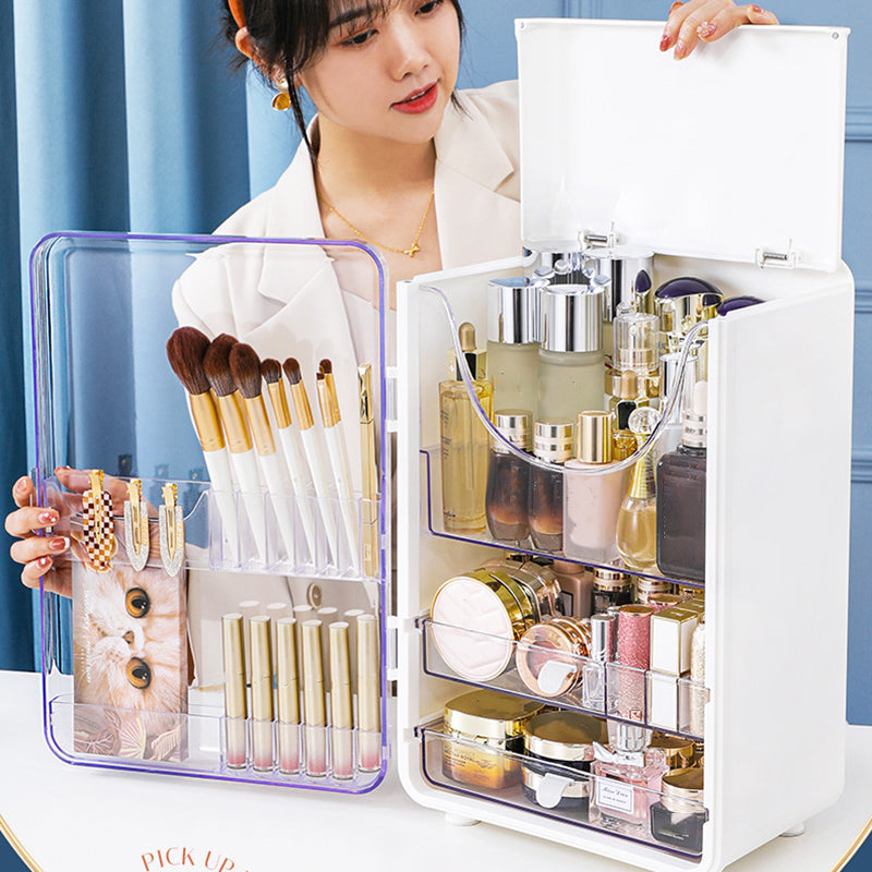 ZY-HZ011 Desktop Cosmetics Storage Box Clear Door Dustproof Makeup Products Organizer