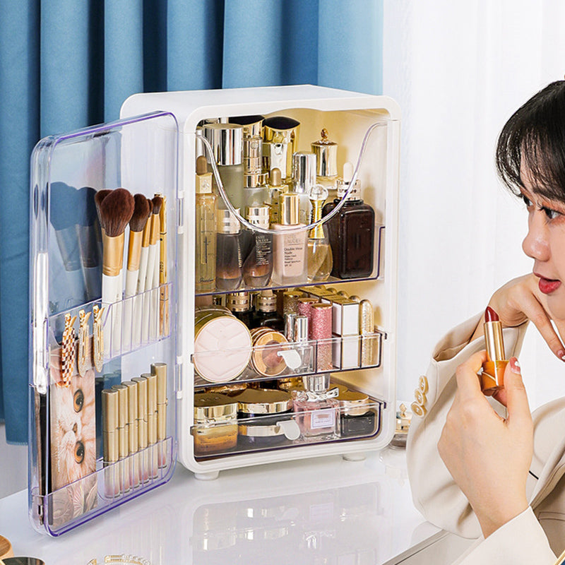 ZY-HZ011 Desktop Cosmetics Storage Box Clear Door Dustproof Makeup Products Organizer