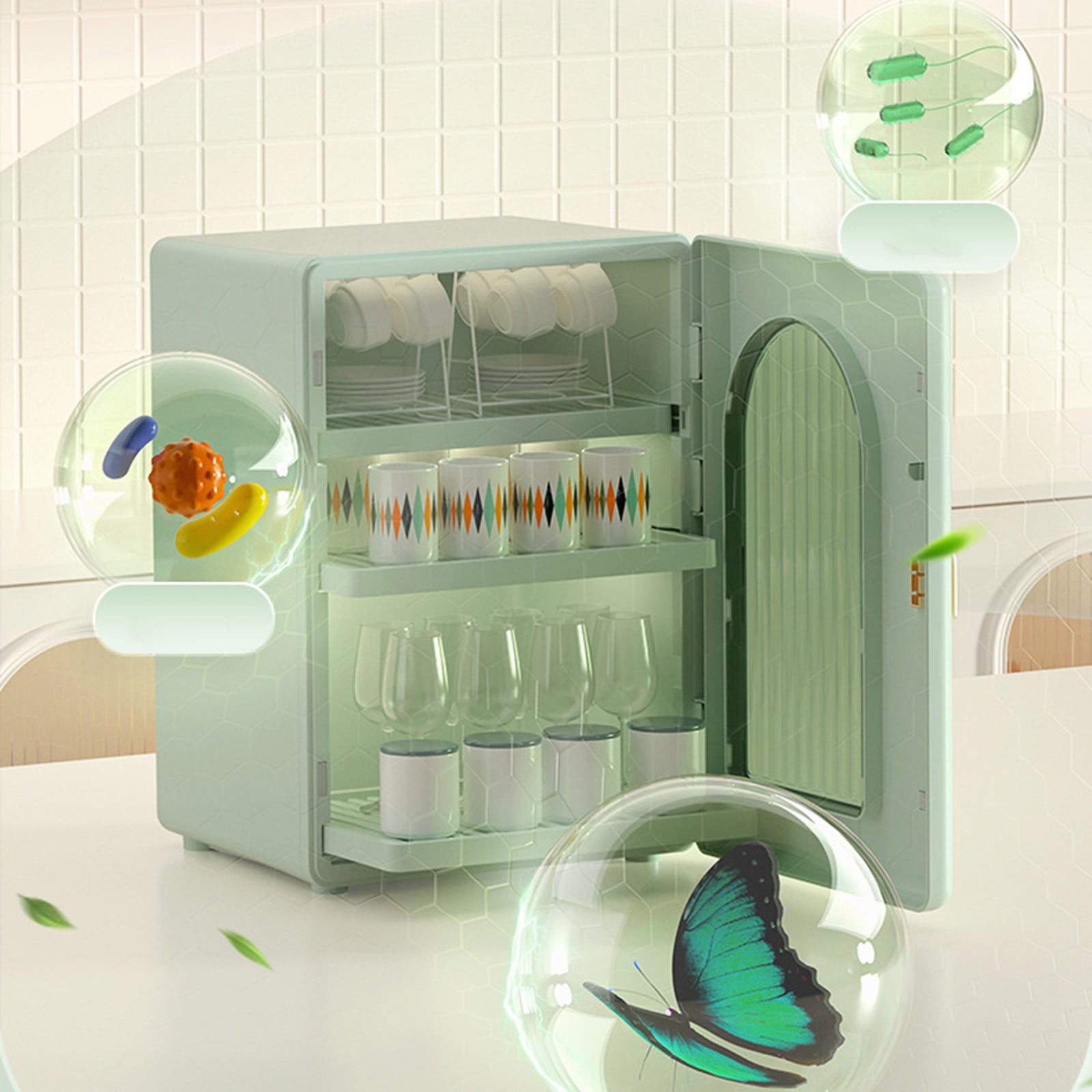 ZY-HE079 3-Layer Water Bottle Storage Cabinet PP+HIPS+ABS Organizer Kitchen Drawer