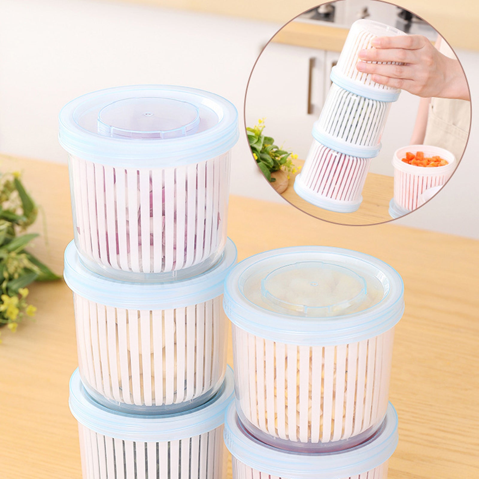 ZY-CF010 Ginger Garlic Storage Box Fridge Freshness Preservation Drain Seal Box (BPA Free, No FDA)