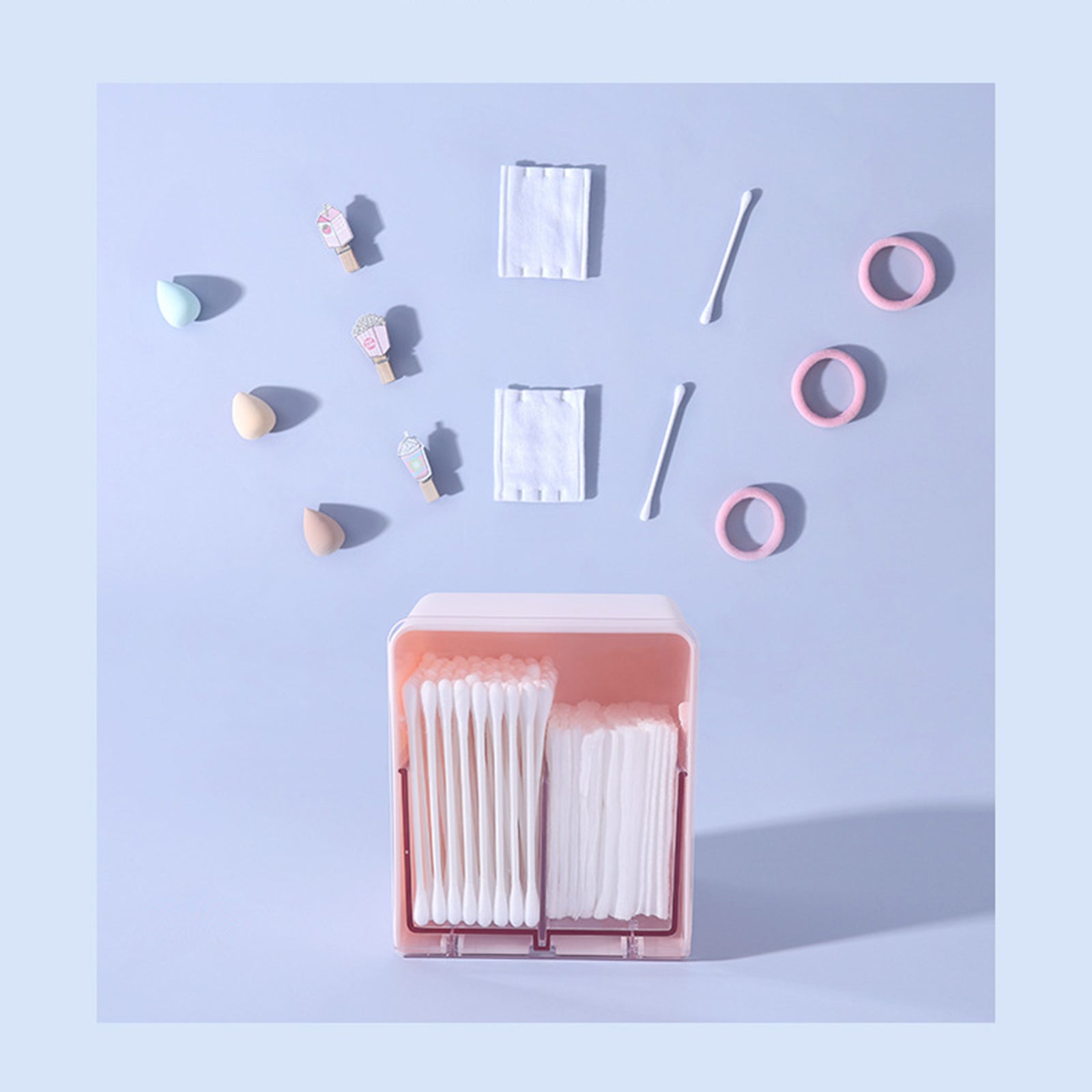 ZY-HZ006 Clear Design ABS Dust-proof Cotton Swab Beauty Sponge Storage Box