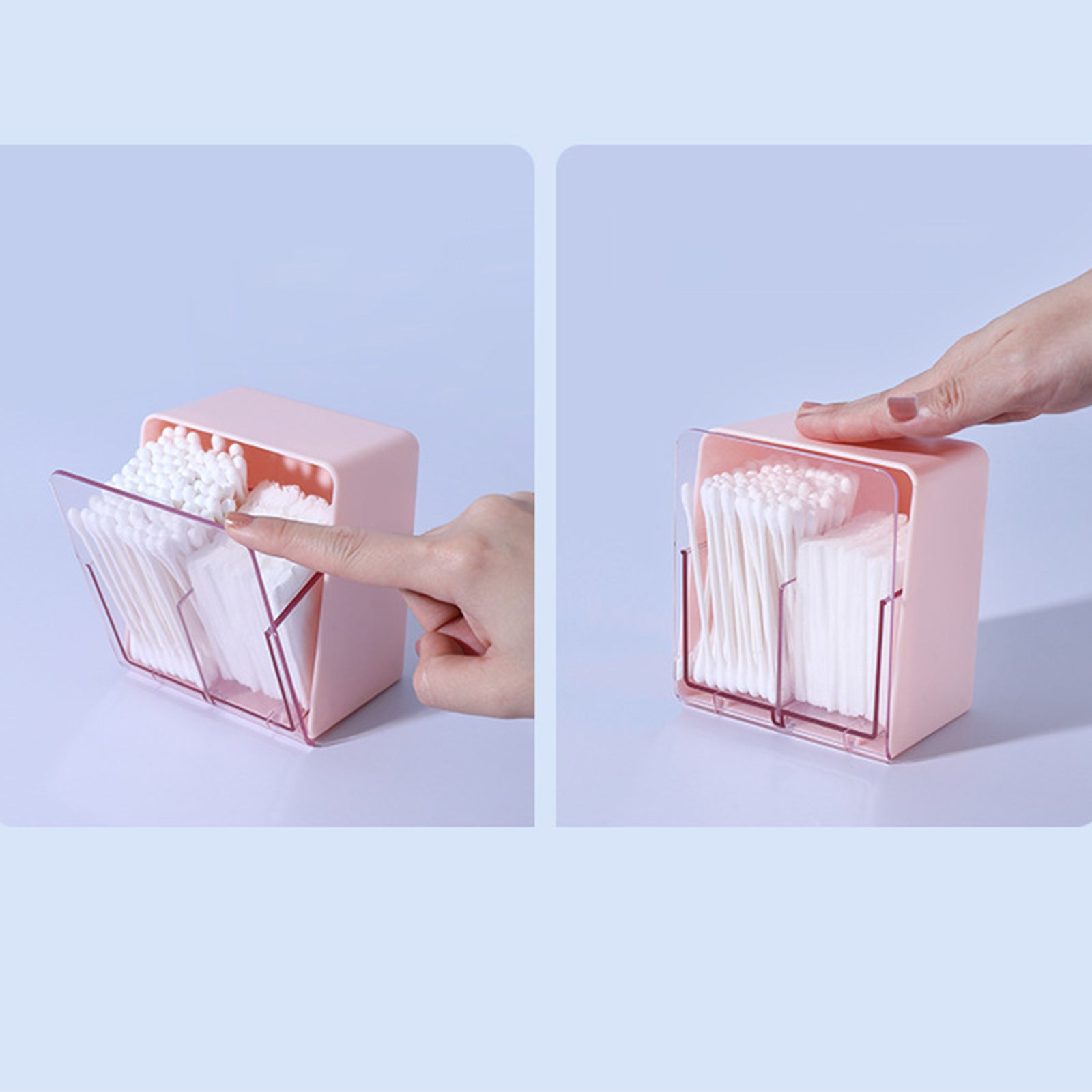 ZY-HZ006 Clear Design ABS Dust-proof Cotton Swab Beauty Sponge Storage Box
