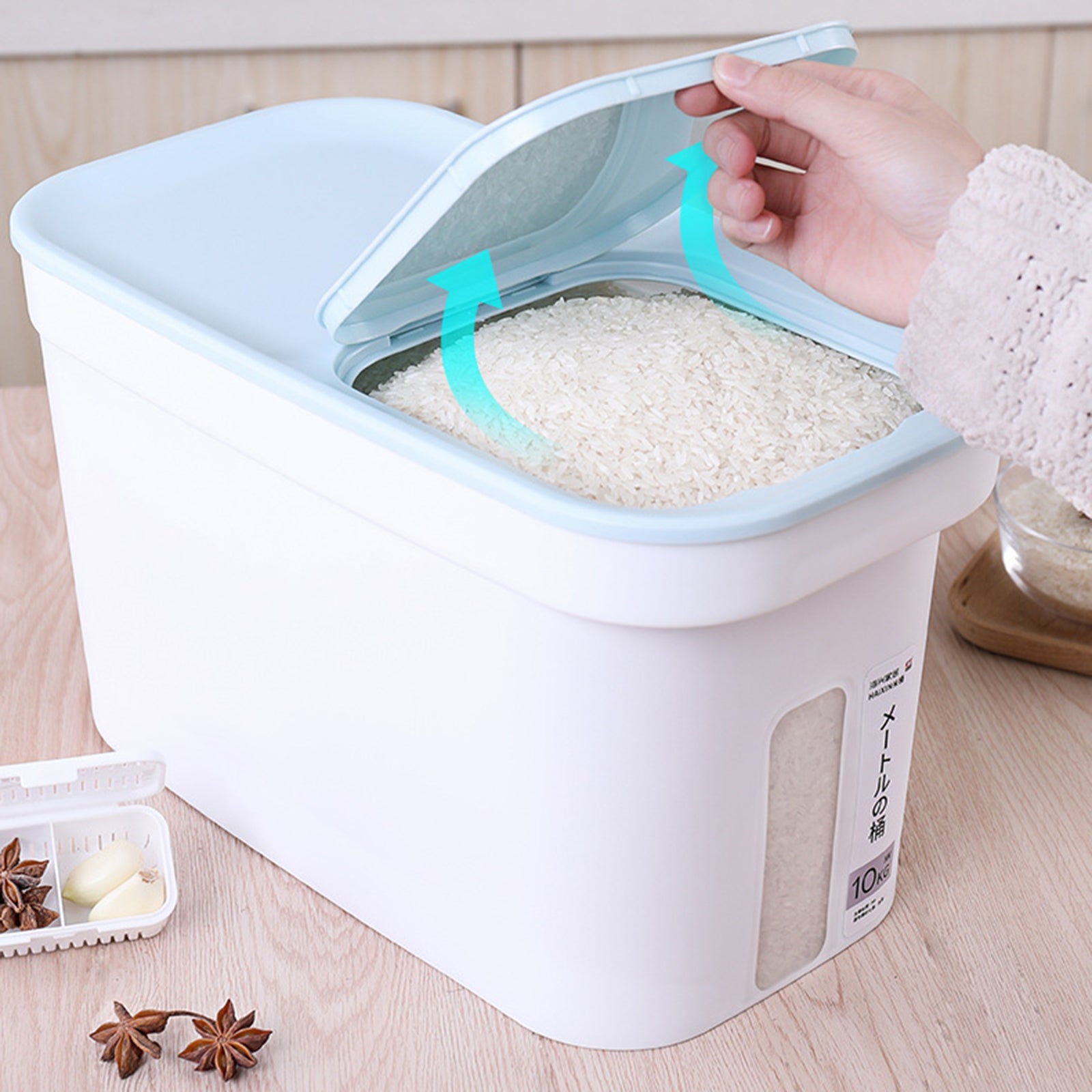 ZY-KA028 11.8L Flour Rice Storage Bucket Moisture-proof PP Rice Container (BPA-Free, without FDA Certification)