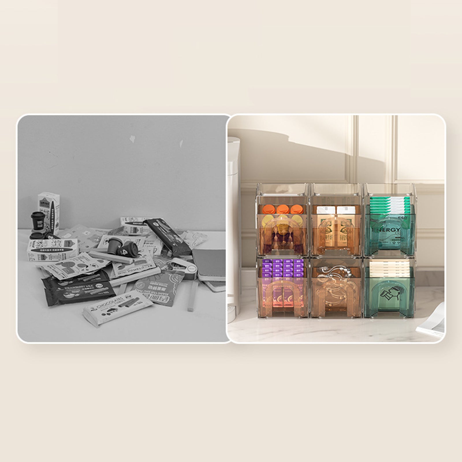 ZY-HZ013 Kitchen Pantry PS Plastic Storage Rack Transparent Detachable Organizer Storage Box