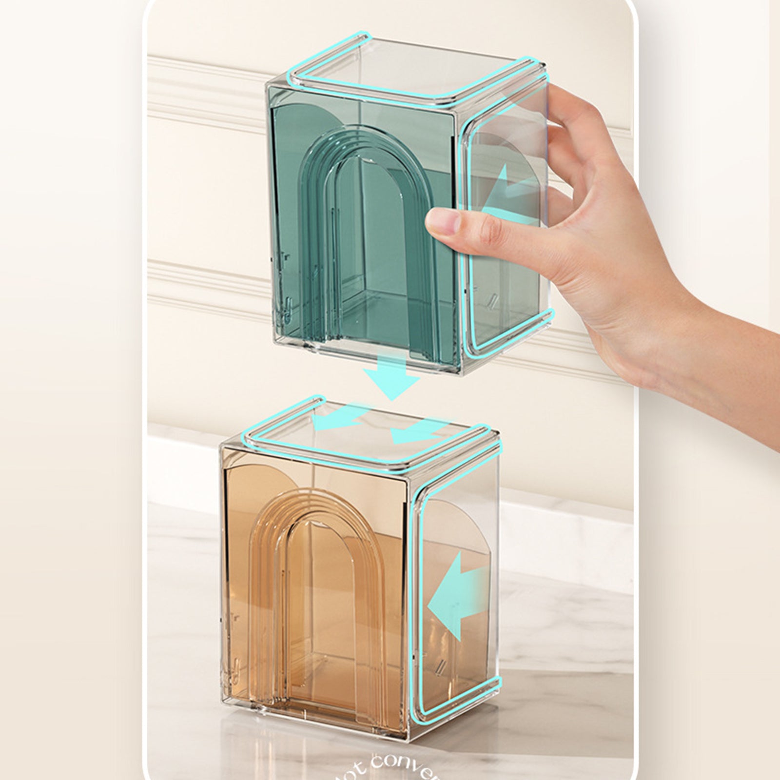 ZY-HZ013 Kitchen Pantry PS Plastic Storage Rack Transparent Detachable Organizer Storage Box