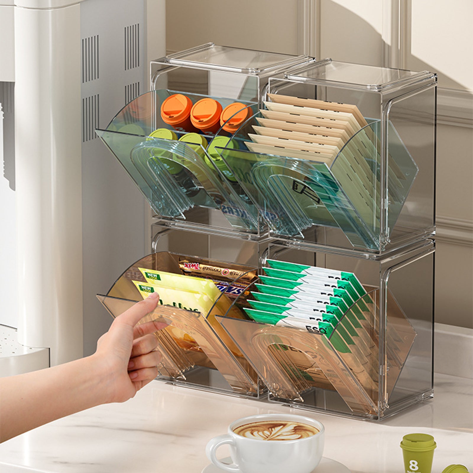 ZY-HZ013 Kitchen Pantry PS Plastic Storage Rack Transparent Detachable Organizer Storage Box
