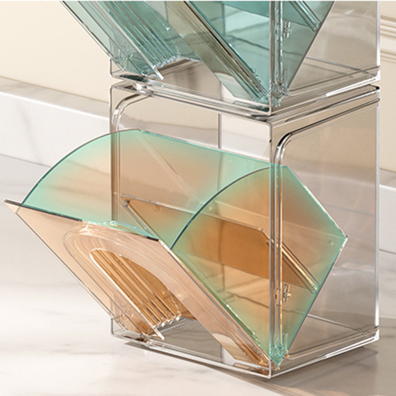 ZY-HZ013 Kitchen Pantry PS Plastic Storage Rack Transparent Detachable Organizer Storage Box