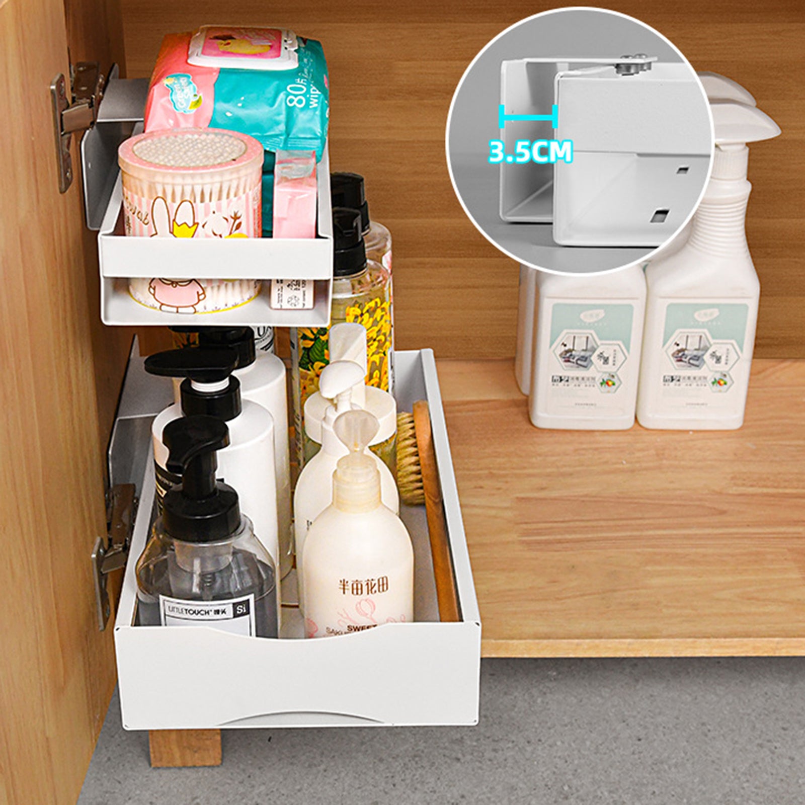 Carbon Steel Kitchen Organizer Wall-mounted Sliding Storage Box Size L