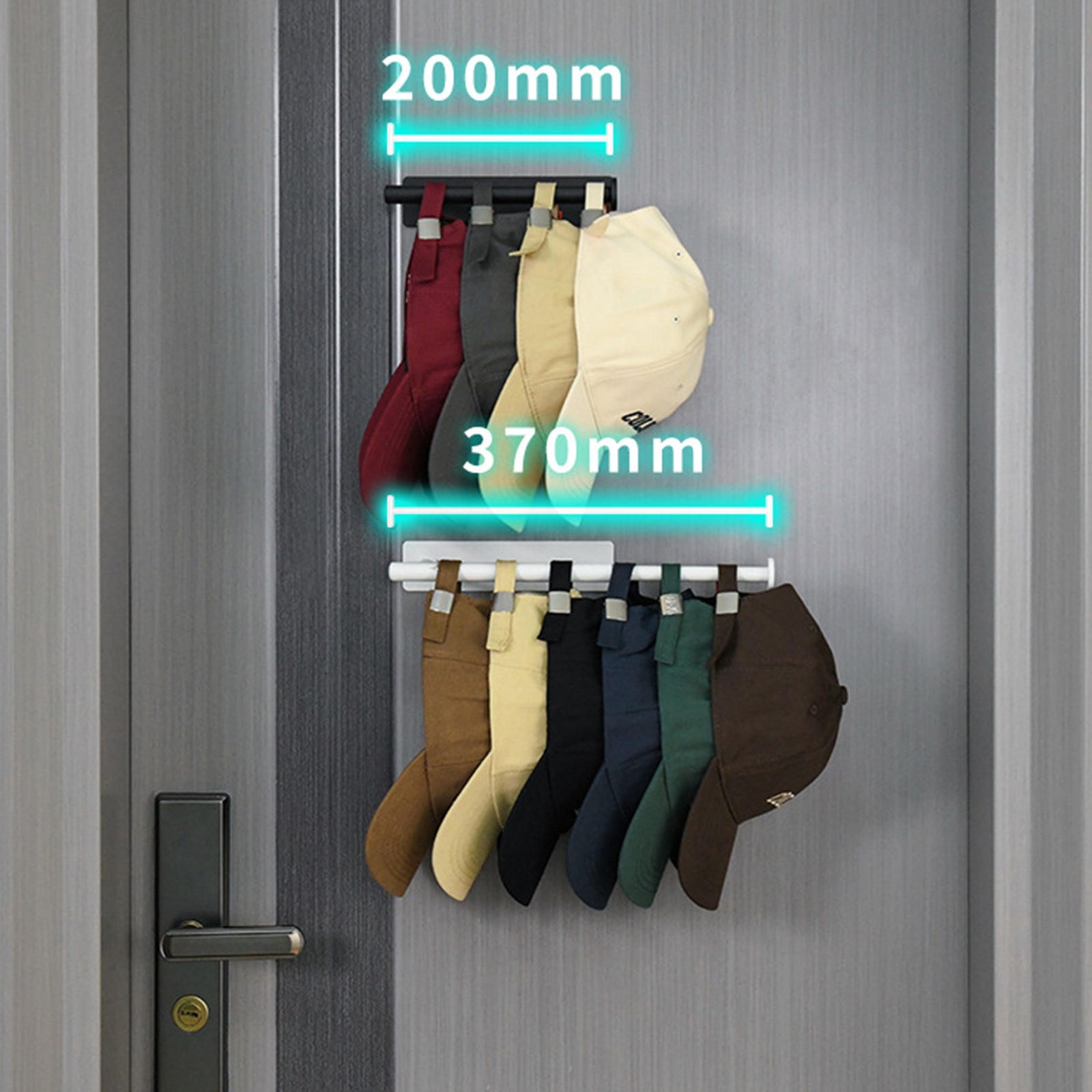 Drill Free Wall-Mounted Carbon Steel Adhesive Telescopic Hat Organizer Rack